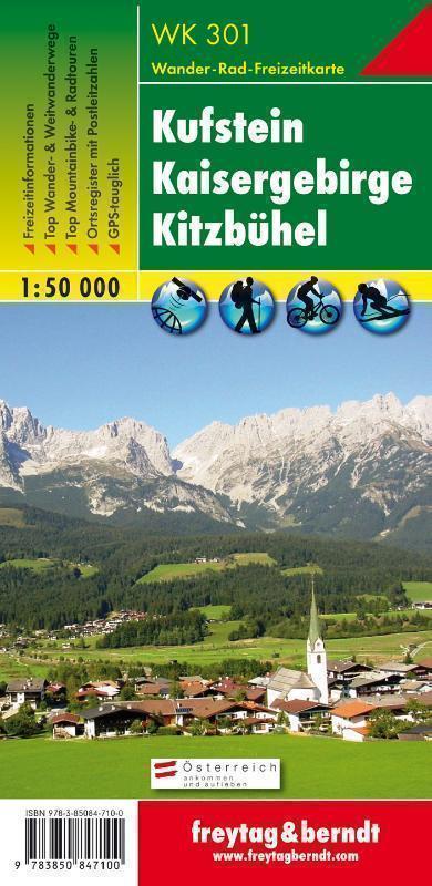 F &B WK301 Kufstein, Kaisergebirge, Kitzbühel Wandel- en fietskaart 1:50 000