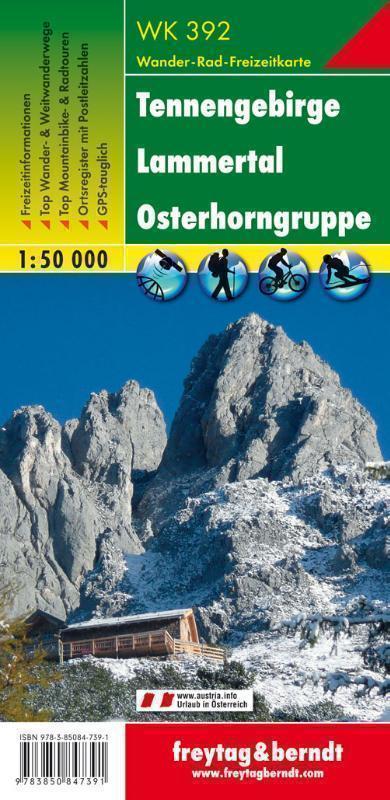 F &B WK392 Tennengebirge, Lammertal, Osterhorngruppe Wandel- en fietskaart 1:50 000