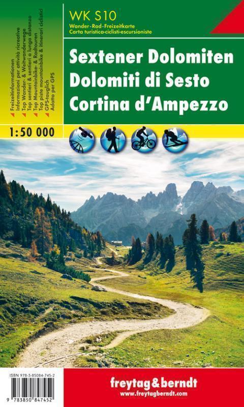 F &B WKS10 Sextener Dolomiten, Cortina dAmpezzo Wandel- en fietskaart 1:50 000