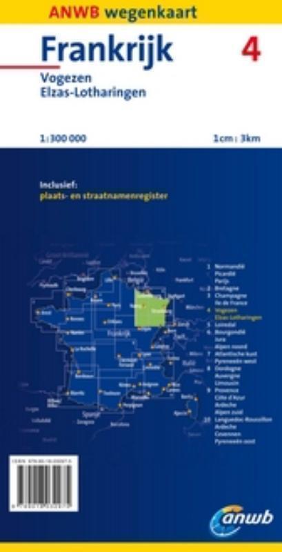 Frankrijk 4 Vogezen, Elzas-Lotharingen schaal 1:300.000
