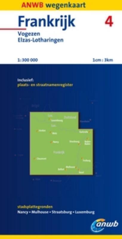 Frankrijk 4 Vogezen, Elzas-Lotharingen schaal 1:300.000