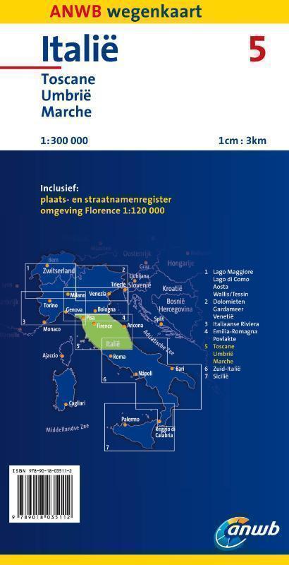 Italië 5 Toscane, Umbrië, Marche schaal 1:300.000