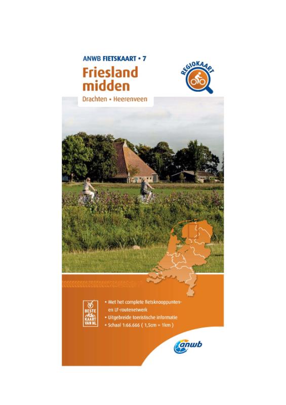 Fietskaart Friesland midden 1:66.666 Drachten, Heerenveen