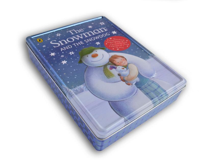 The Snowman/ Sneeuwman and the snowdog bewaarblik bevat: prentenboek, doeboek, dvd en poster