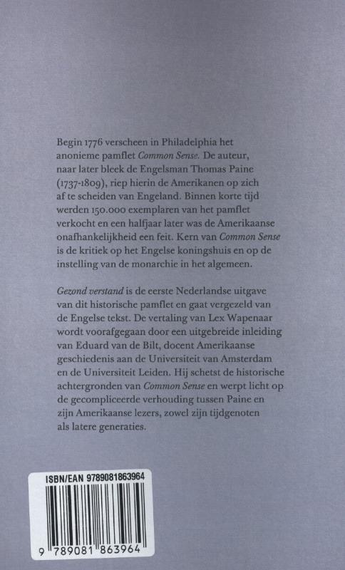 Gezond verstand; common sense gericht tot de inwoners van Amerika