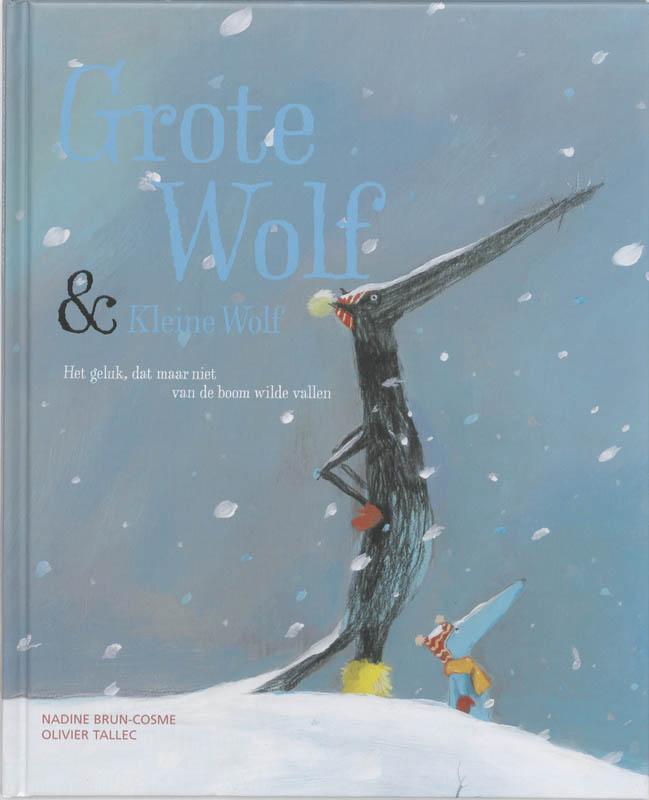 Grote wolf  & kleine wolf het geluk, dat maar niet van de boom wilde vallen
