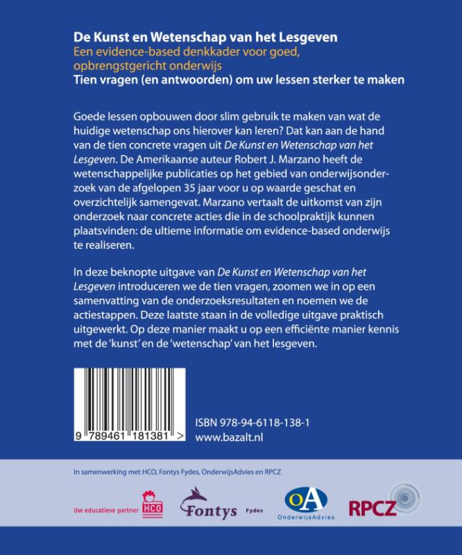 De kunst en wetenschap van het lesgeven een evidence-based denkkader voor goed, opbrengstgericht onderwijs; tien vragen (en antwoorden) om uw lessen sterker te maken