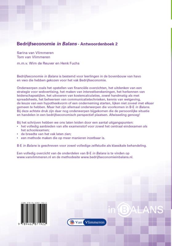 Bedrijfseconomie in Balans vwo  Antwoordenboek 2