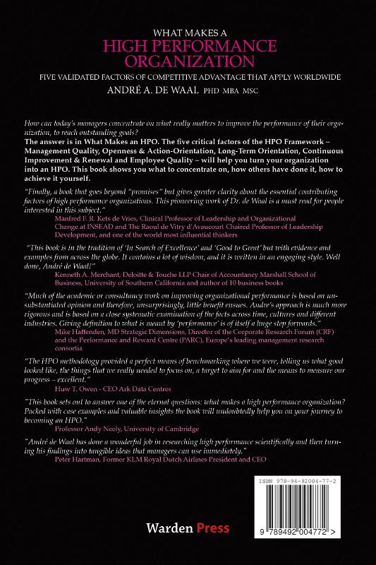 What Makes a High Performance Organization Five Validated Factors of Competitive Advantage that Apply Worldwide